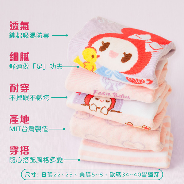 ★輕甜透氣船短棉女襪（５雙入一盒）